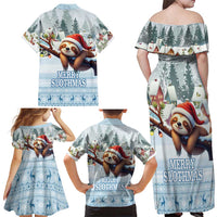 Merry Slothmas Family Matching Off Shoulder Maxi Dress and Hawaiian Shirt Life Is Better With A Sloth - Wonder Print Shop