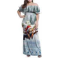 Merry Slothmas Family Matching Off Shoulder Maxi Dress and Hawaiian Shirt Life Is Better With A Sloth - Wonder Print Shop