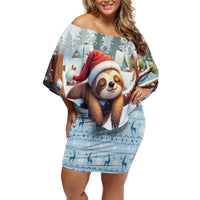 Merry Slothmas Family Matching Off Shoulder Short Dress and Hawaiian Shirt Life Is Better With A Sloth - Wonder Print Shop