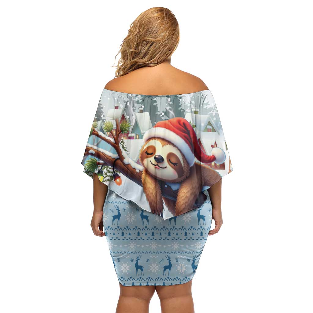 Merry Slothmas Family Matching Off Shoulder Short Dress and Hawaiian Shirt Life Is Better With A Sloth - Wonder Print Shop