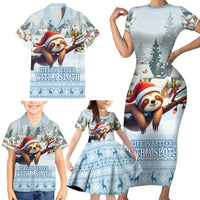 Merry Slothmas Family Matching Short Sleeve Bodycon Dress and Hawaiian Shirt Life Is Better With A Sloth - Wonder Print Shop