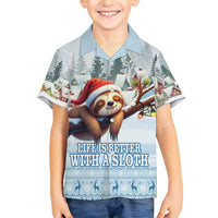 Merry Slothmas Family Matching Short Sleeve Bodycon Dress and Hawaiian Shirt Life Is Better With A Sloth - Wonder Print Shop