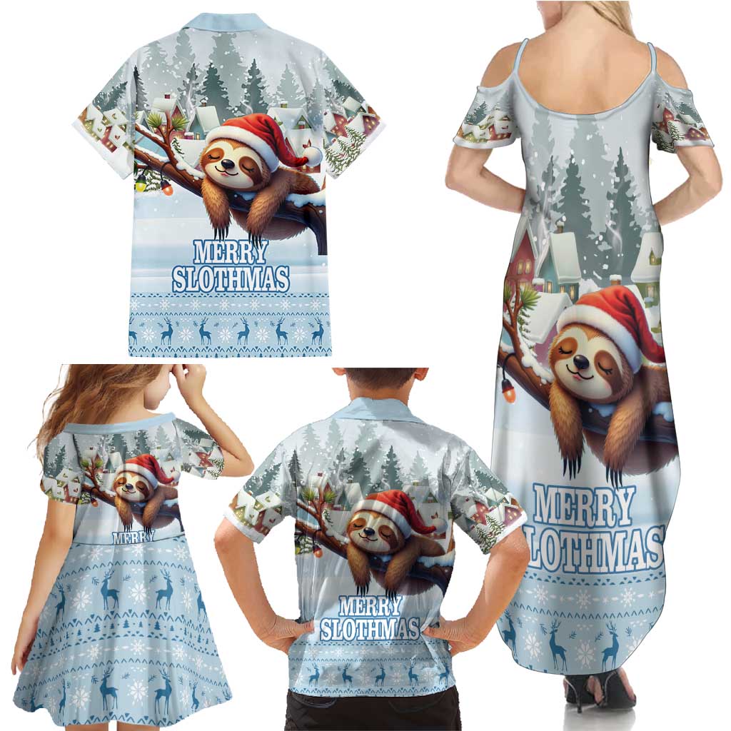 Merry Slothmas Family Matching Summer Maxi Dress and Hawaiian Shirt Life Is Better With A Sloth - Wonder Print Shop