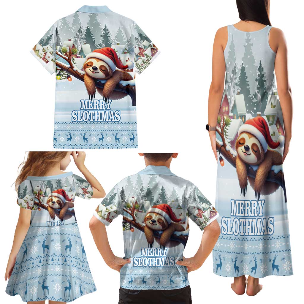 Merry Slothmas Family Matching Tank Maxi Dress and Hawaiian Shirt Life Is Better With A Sloth - Wonder Print Shop