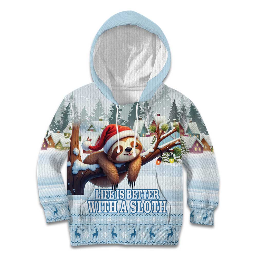 Merry Slothmas Kid Hoodie Life Is Better With A Sloth - Wonder Print Shop