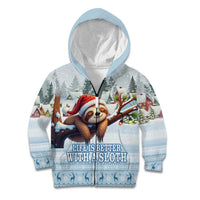 Merry Slothmas Kid Hoodie Life Is Better With A Sloth - Wonder Print Shop