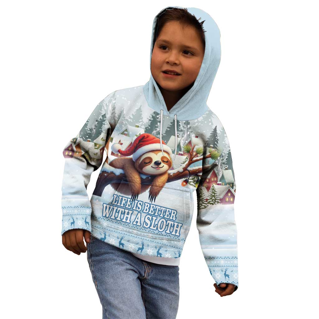 Merry Slothmas Kid Hoodie Life Is Better With A Sloth - Wonder Print Shop