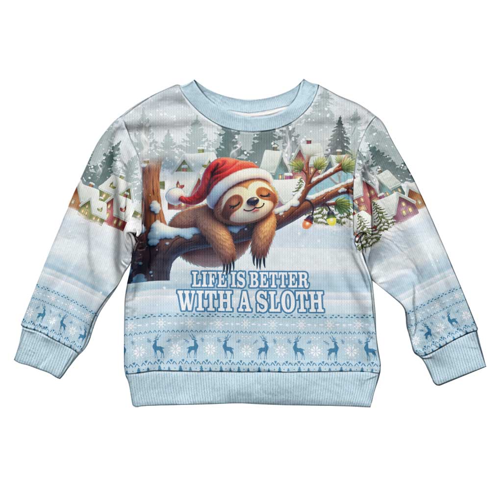 Merry Slothmas Kid Ugly Christmas Sweater Life Is Better With A Sloth - Wonder Print Shop