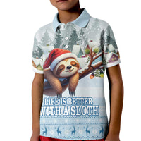 Merry Slothmas Kid Polo Shirt Life Is Better With A Sloth - Wonder Print Shop
