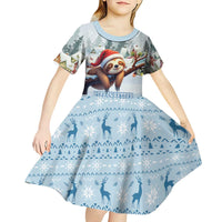 Merry Slothmas Kid Short Sleeve Dress Life Is Better With A Sloth - Wonder Print Shop