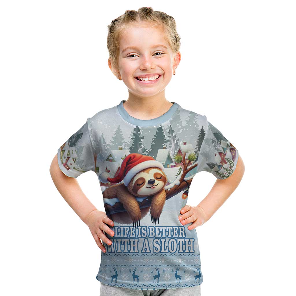 Merry Slothmas Kid T Shirt Life Is Better With A Sloth - Wonder Print Shop