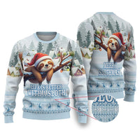 Merry Slothmas Ugly Christmas Sweater Life Is Better With A Sloth - Wonder Print Shop