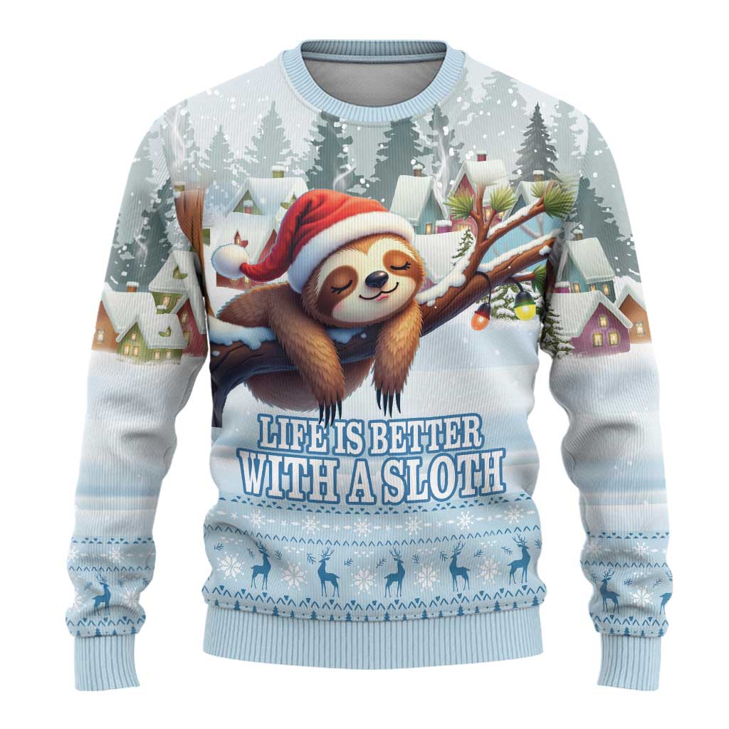Merry Slothmas Ugly Christmas Sweater Life Is Better With A Sloth - Wonder Print Shop
