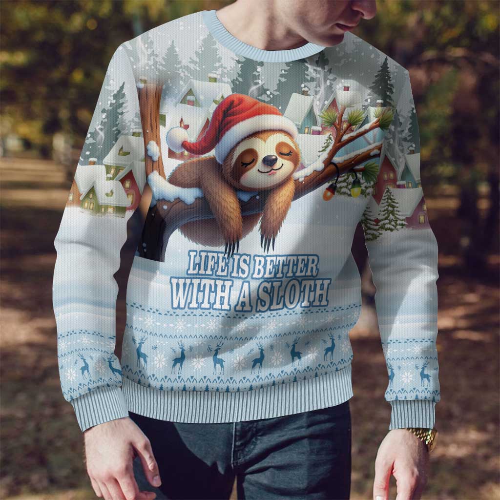 Merry Slothmas Ugly Christmas Sweater Life Is Better With A Sloth - Wonder Print Shop