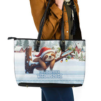 Merry Slothmas Leather Tote Bag Life Is Better With A Sloth - Wonder Print Shop