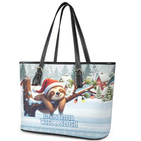 Merry Slothmas Leather Tote Bag Life Is Better With A Sloth - Wonder Print Shop