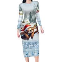 Merry Slothmas Long Sleeve Bodycon Dress Life Is Better With A Sloth - Wonder Print Shop