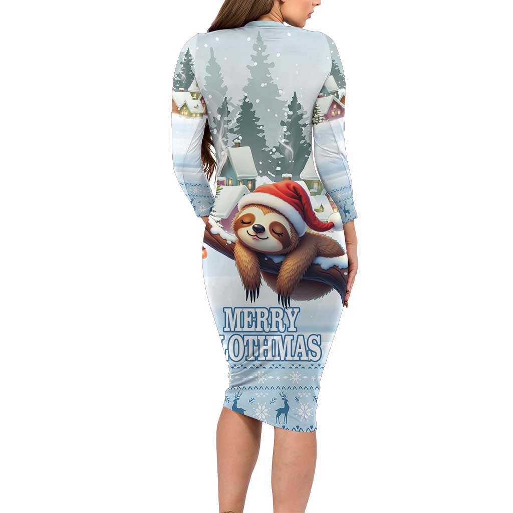 Merry Slothmas Long Sleeve Bodycon Dress Life Is Better With A Sloth - Wonder Print Shop