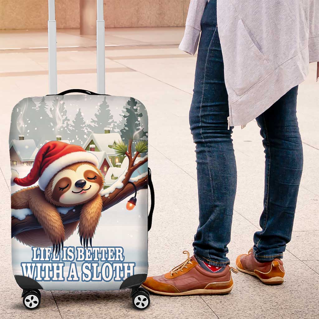 Merry Slothmas Luggage Cover Life Is Better With A Sloth - Wonder Print Shop
