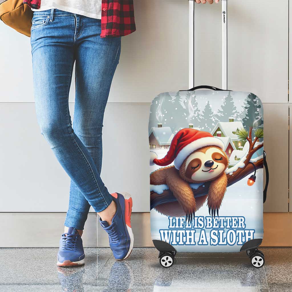 Merry Slothmas Luggage Cover Life Is Better With A Sloth - Wonder Print Shop