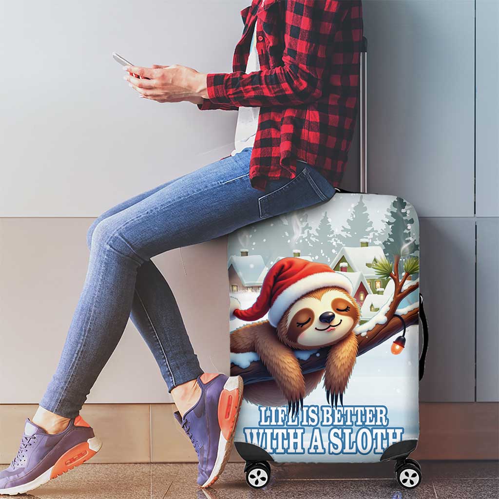 Merry Slothmas Luggage Cover Life Is Better With A Sloth - Wonder Print Shop