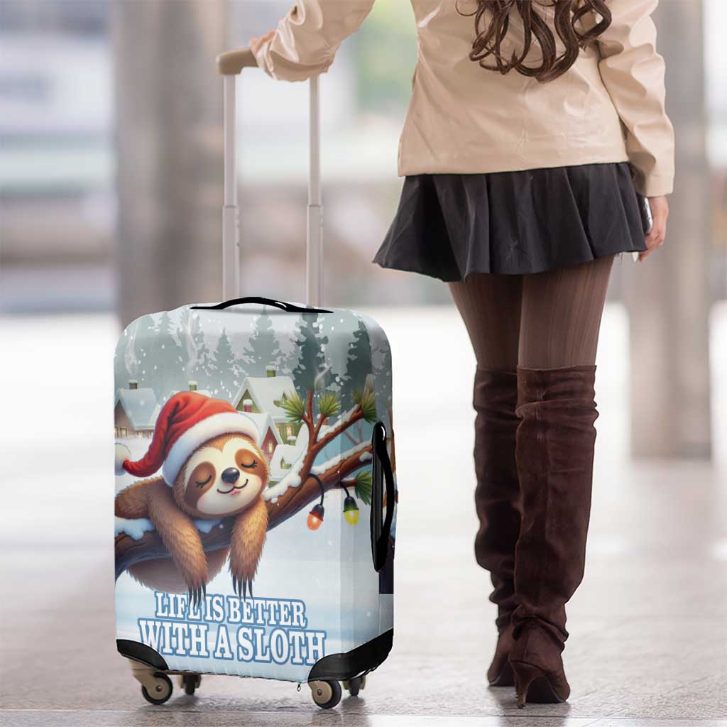 Merry Slothmas Luggage Cover Life Is Better With A Sloth - Wonder Print Shop