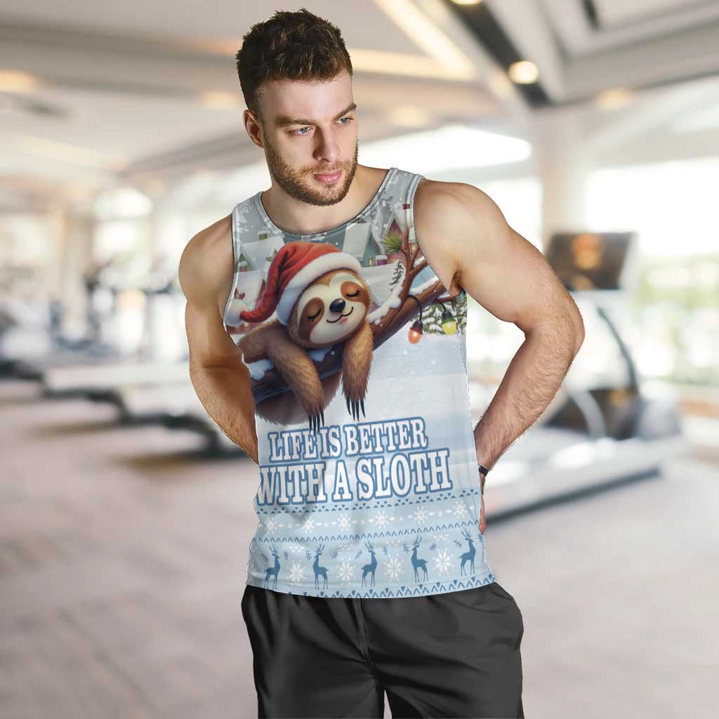 Merry Slothmas Men Tank Top Life Is Better With A Sloth - Wonder Print Shop