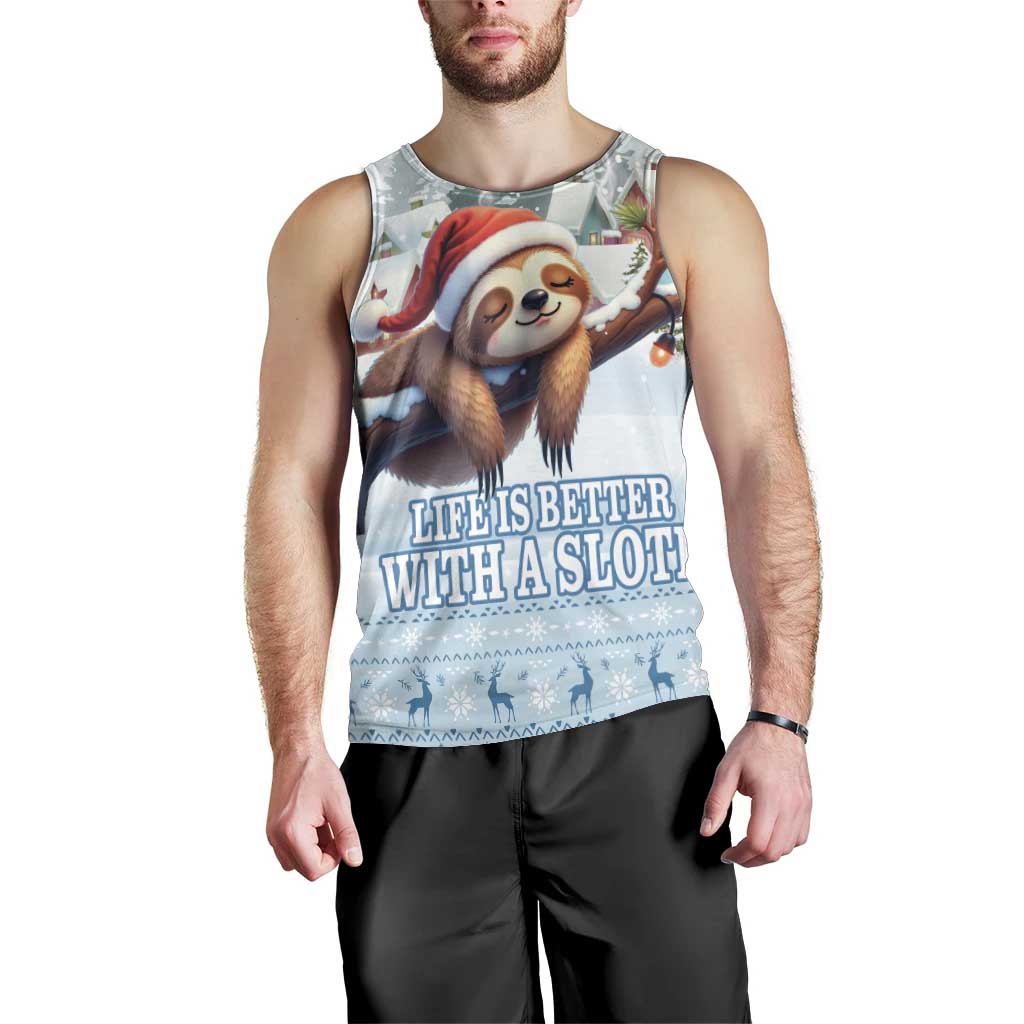 Merry Slothmas Men Tank Top Life Is Better With A Sloth - Wonder Print Shop