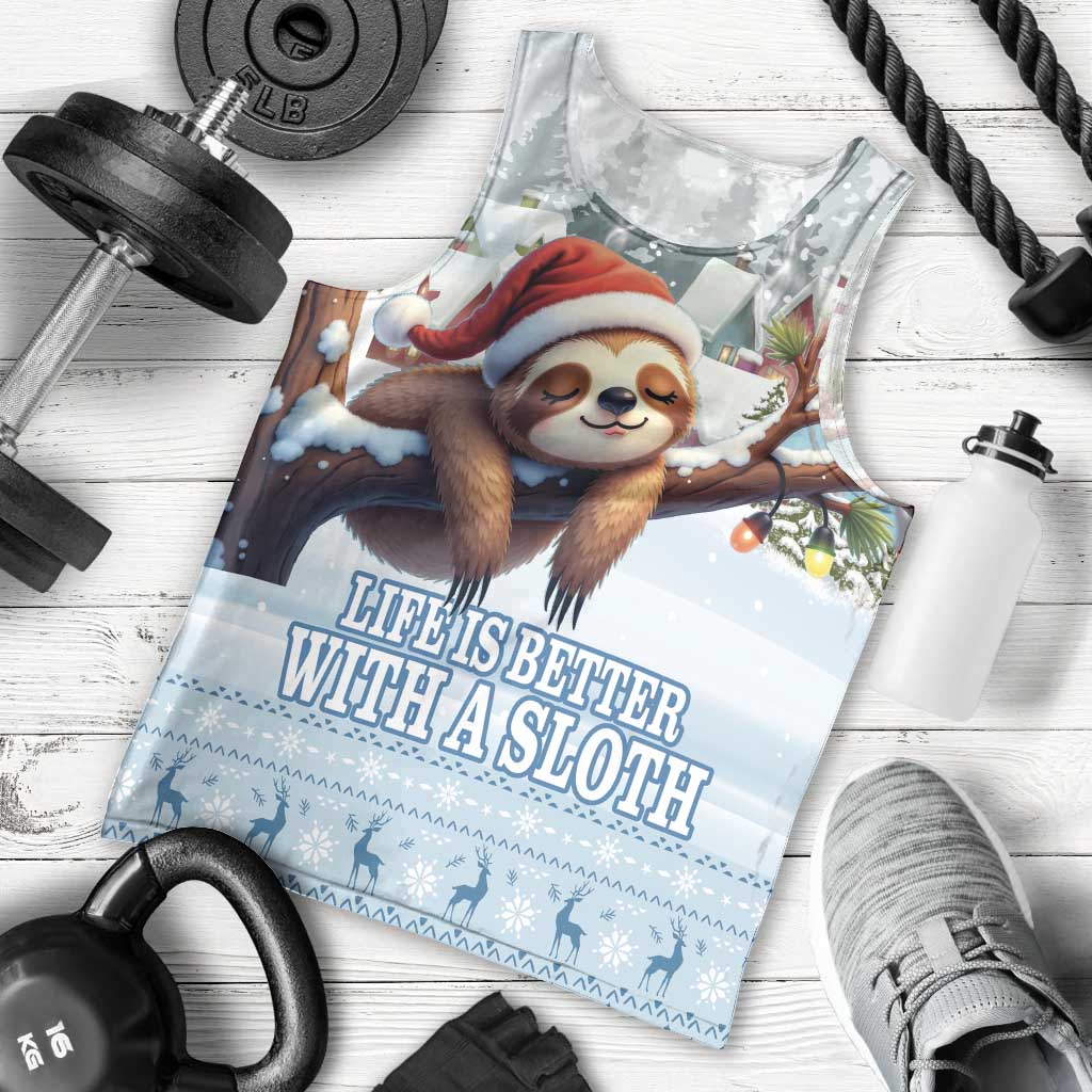 Merry Slothmas Men Tank Top Life Is Better With A Sloth - Wonder Print Shop
