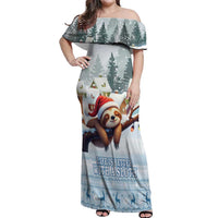 Merry Slothmas Off Shoulder Maxi Dress Life Is Better With A Sloth - Wonder Print Shop