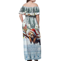 Merry Slothmas Off Shoulder Maxi Dress Life Is Better With A Sloth - Wonder Print Shop
