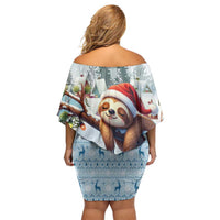 Merry Slothmas Off Shoulder Short Dress Life Is Better With A Sloth - Wonder Print Shop