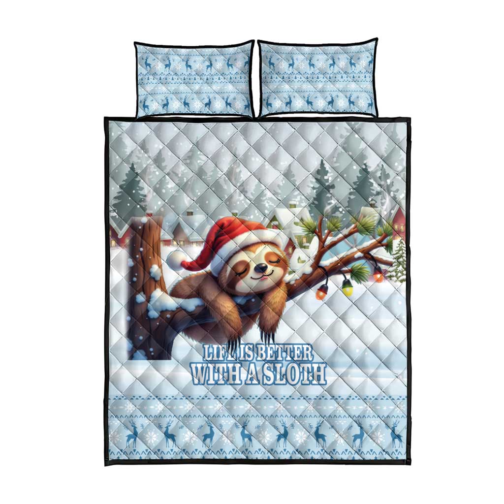 Merry Slothmas Quilt Bed Set Life Is Better With A Sloth - Wonder Print Shop