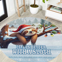 Merry Slothmas Round Carpet Life Is Better With A Sloth