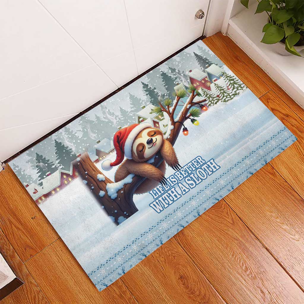 Merry Slothmas Rubber Doormat Life Is Better With A Sloth - Wonder Print Shop