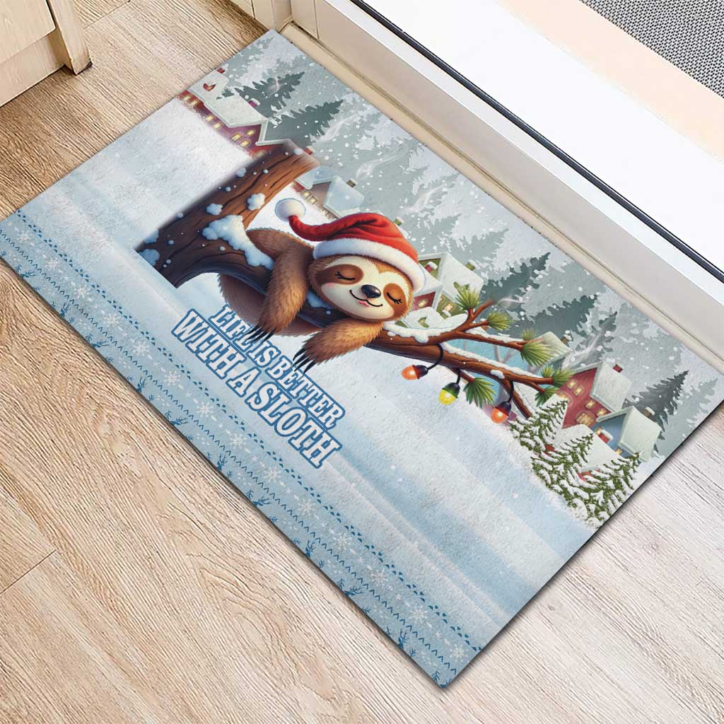 Merry Slothmas Rubber Doormat Life Is Better With A Sloth - Wonder Print Shop