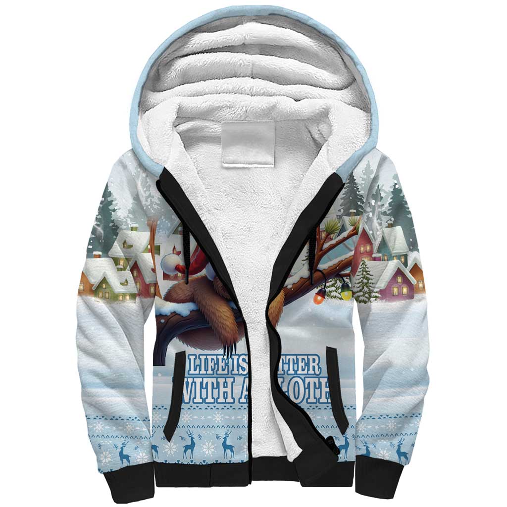 Merry Slothmas Sherpa Hoodie Life Is Better With A Sloth - Wonder Print Shop