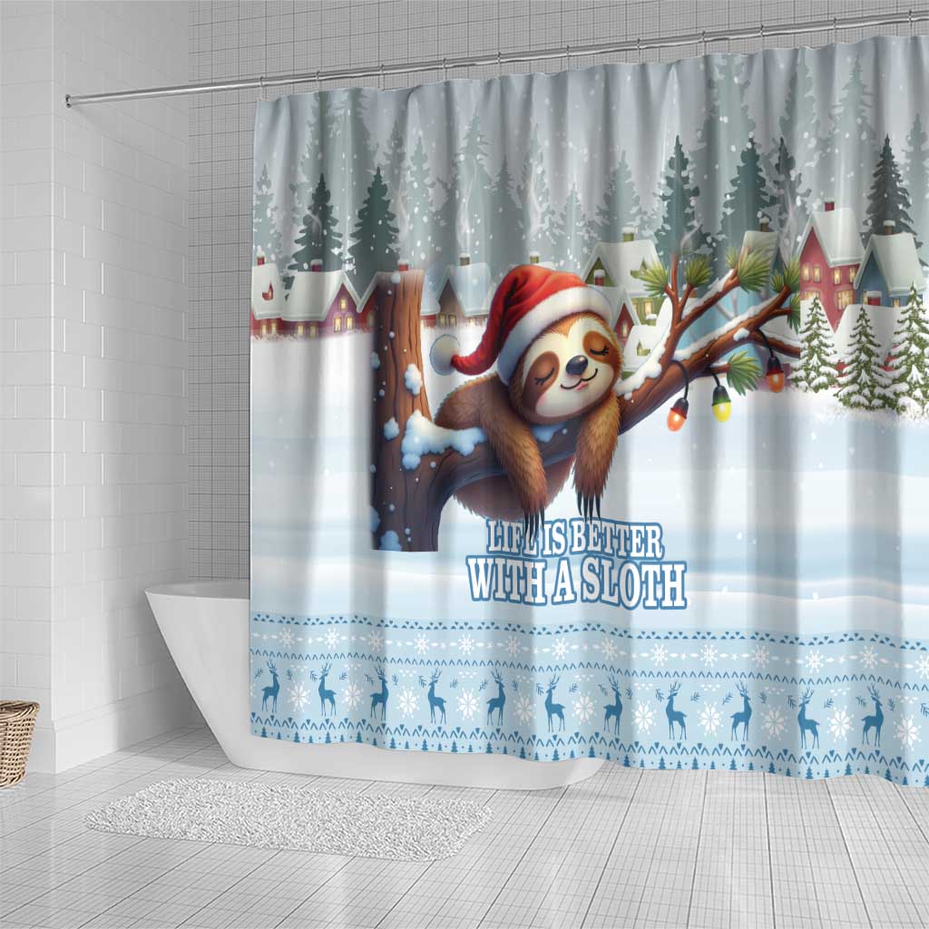 Merry Slothmas Shower Curtain Life Is Better With A Sloth
