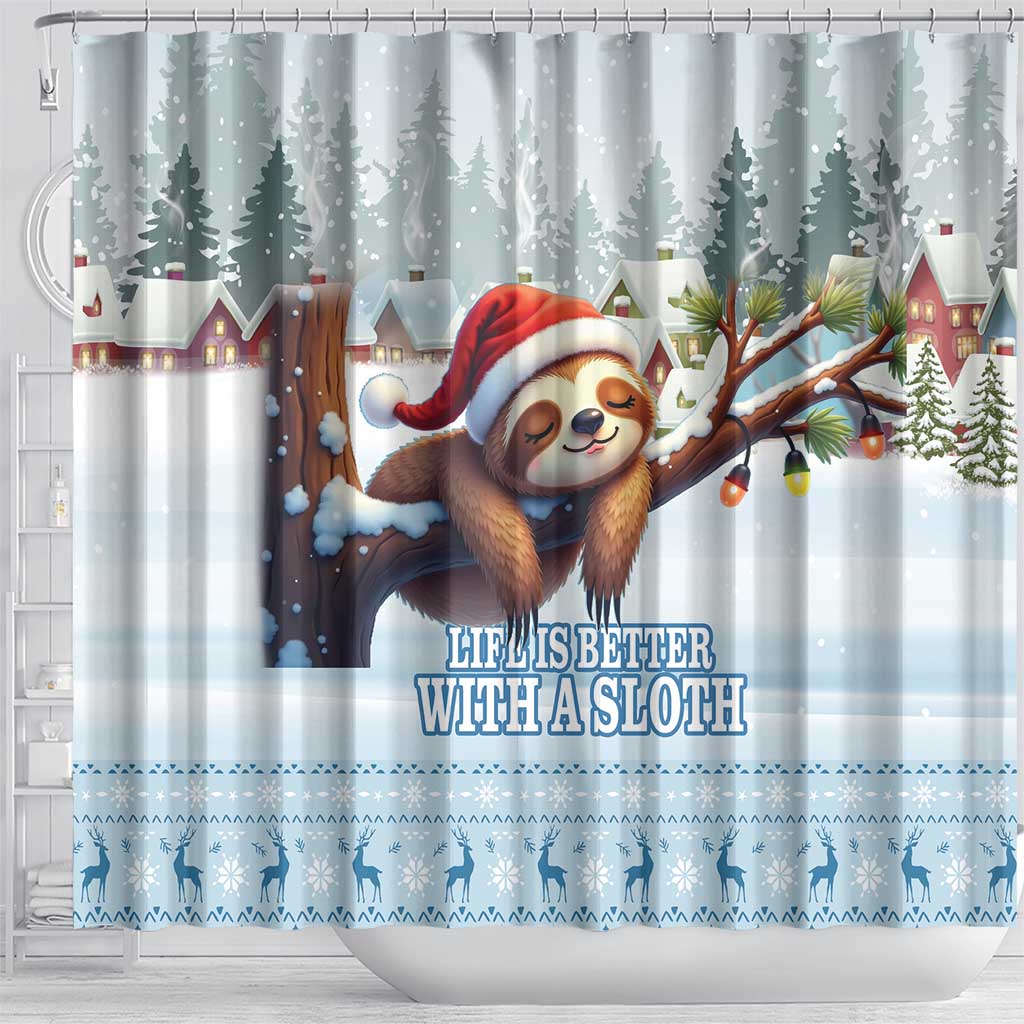 Merry Slothmas Shower Curtain Life Is Better With A Sloth