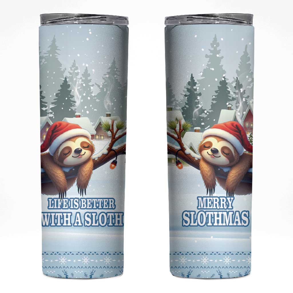 Merry Slothmas Skinny Tumbler Life Is Better With A Sloth - Wonder Print Shop