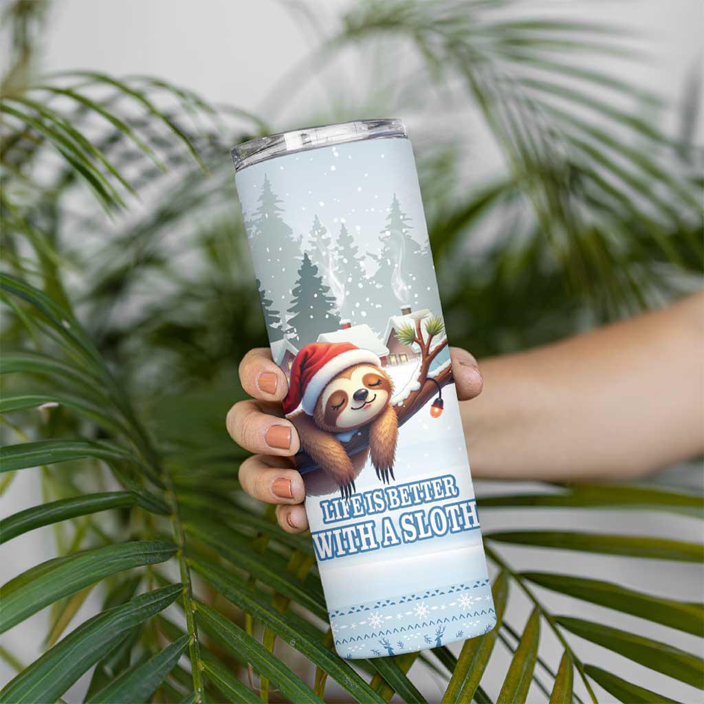 Merry Slothmas Skinny Tumbler Life Is Better With A Sloth - Wonder Print Shop