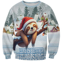 Merry Slothmas Sweatshirt Life Is Better With A Sloth - Wonder Print Shop