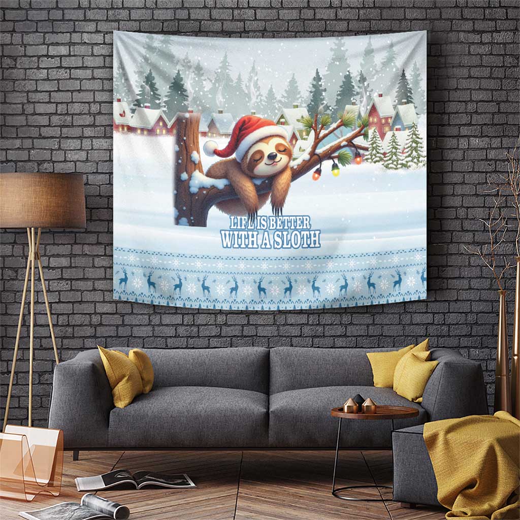 Merry Slothmas Tapestry Life Is Better With A Sloth - Wonder Print Shop