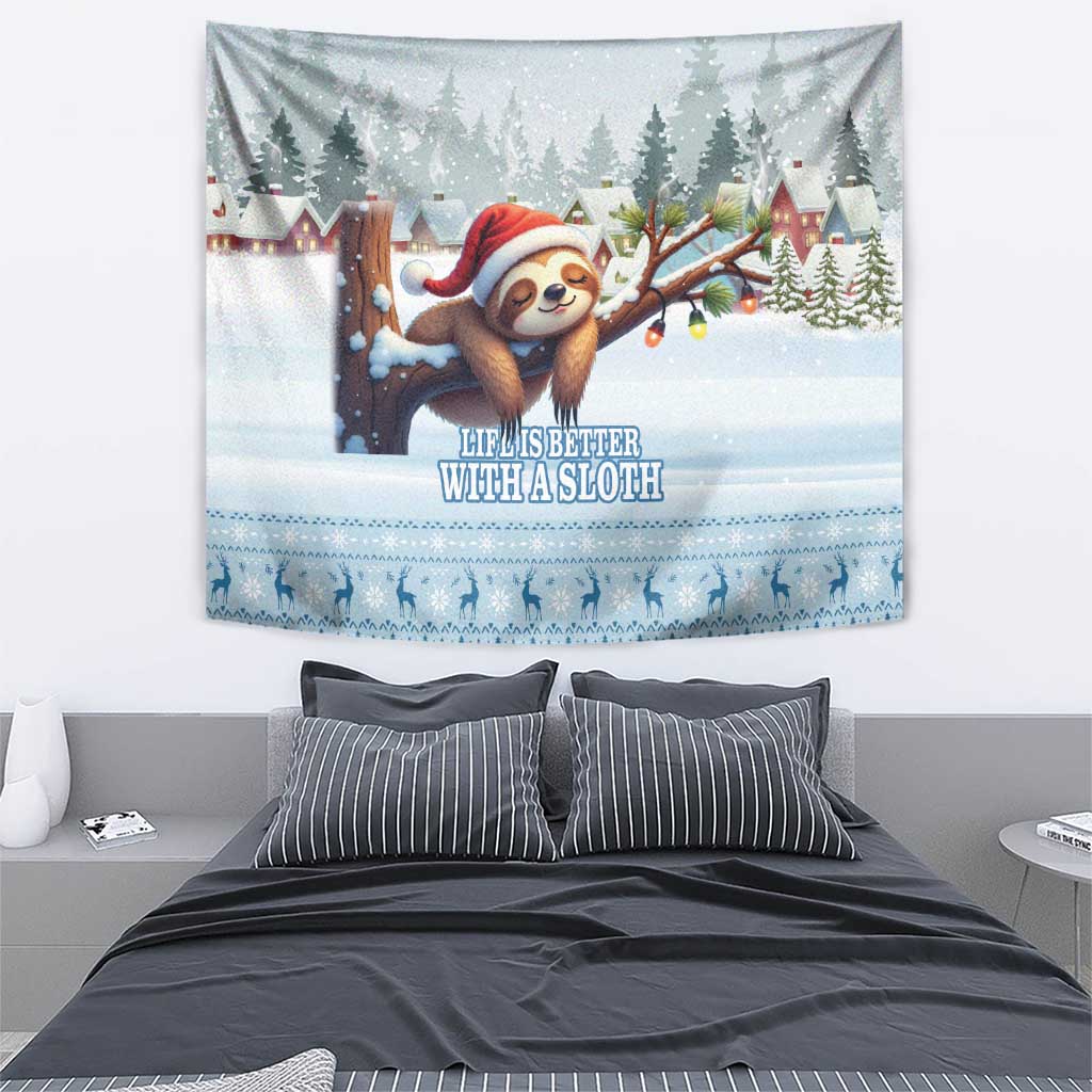 Merry Slothmas Tapestry Life Is Better With A Sloth - Wonder Print Shop