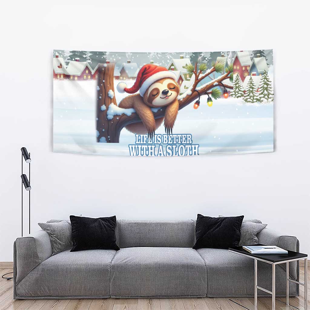 Merry Slothmas Tapestry Life Is Better With A Sloth - Wonder Print Shop