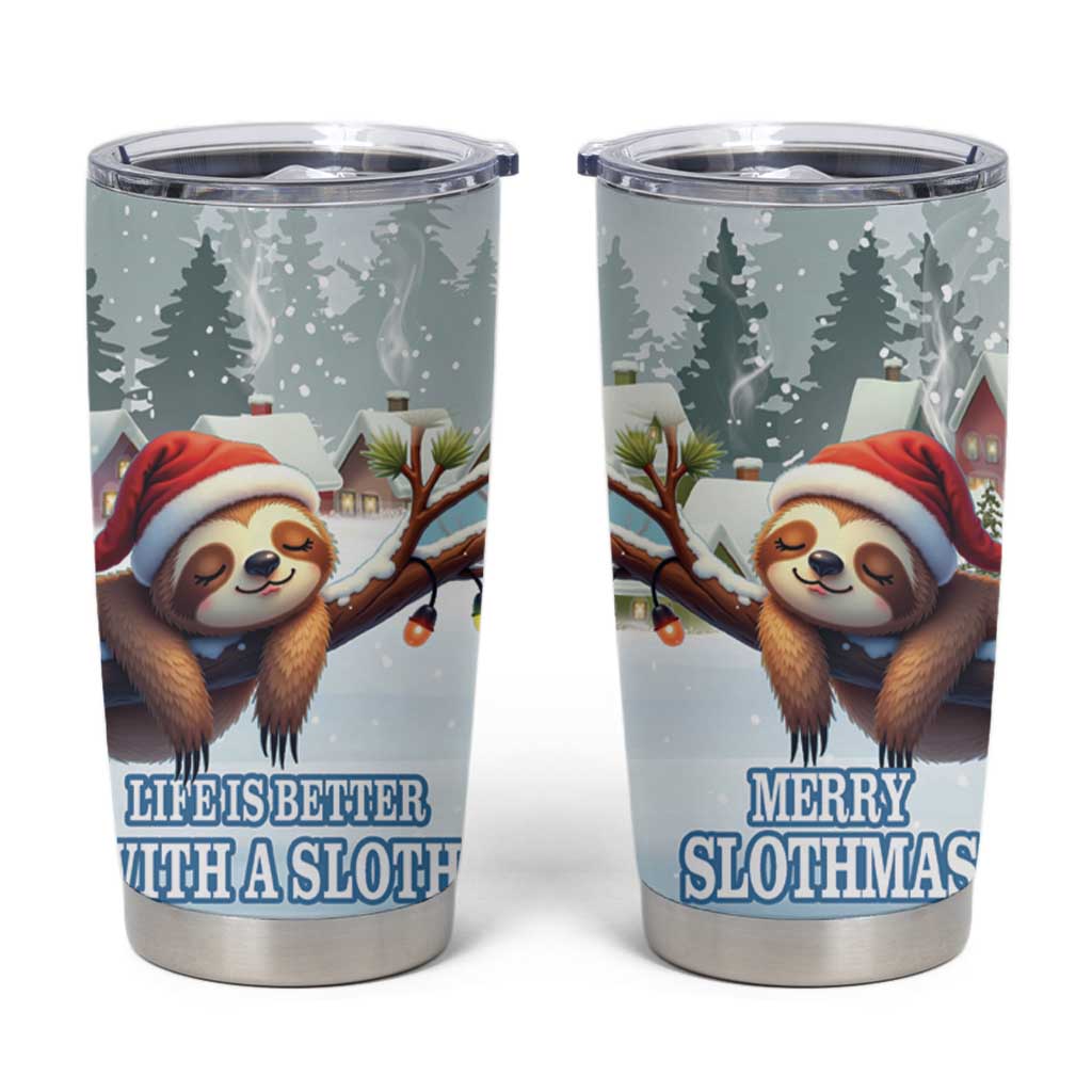 Merry Slothmas Tumbler Cup Life Is Better With A Sloth - Wonder Print Shop