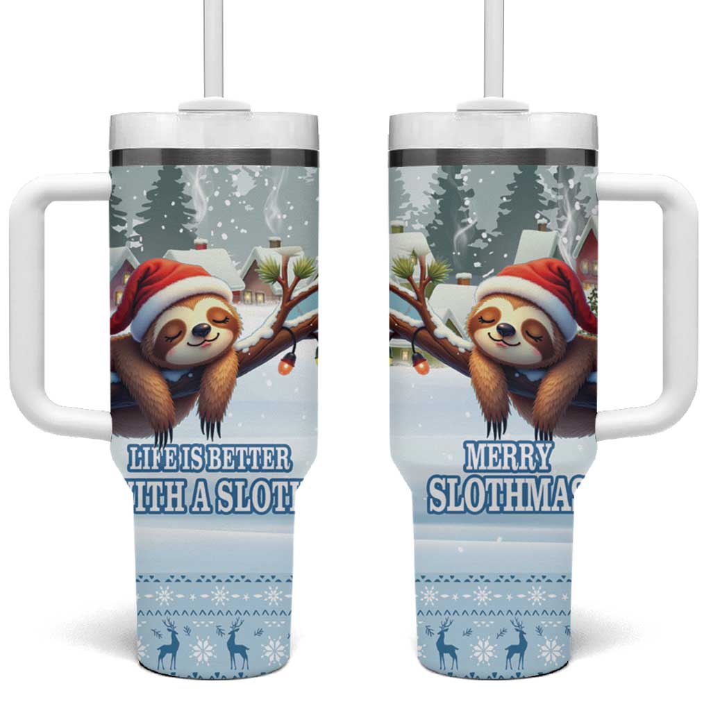 Merry Slothmas Tumbler With Handle Life Is Better With A Sloth - Wonder Print Shop