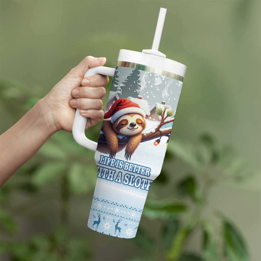 Merry Slothmas Tumbler With Handle Life Is Better With A Sloth - Wonder Print Shop
