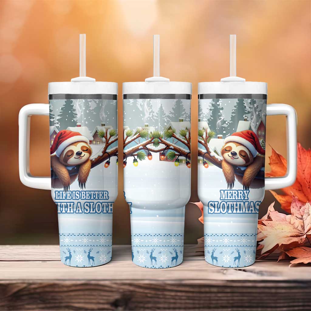 Merry Slothmas Tumbler With Handle Life Is Better With A Sloth - Wonder Print Shop