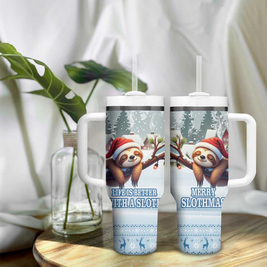 Merry Slothmas Tumbler With Handle Life Is Better With A Sloth - Wonder Print Shop
